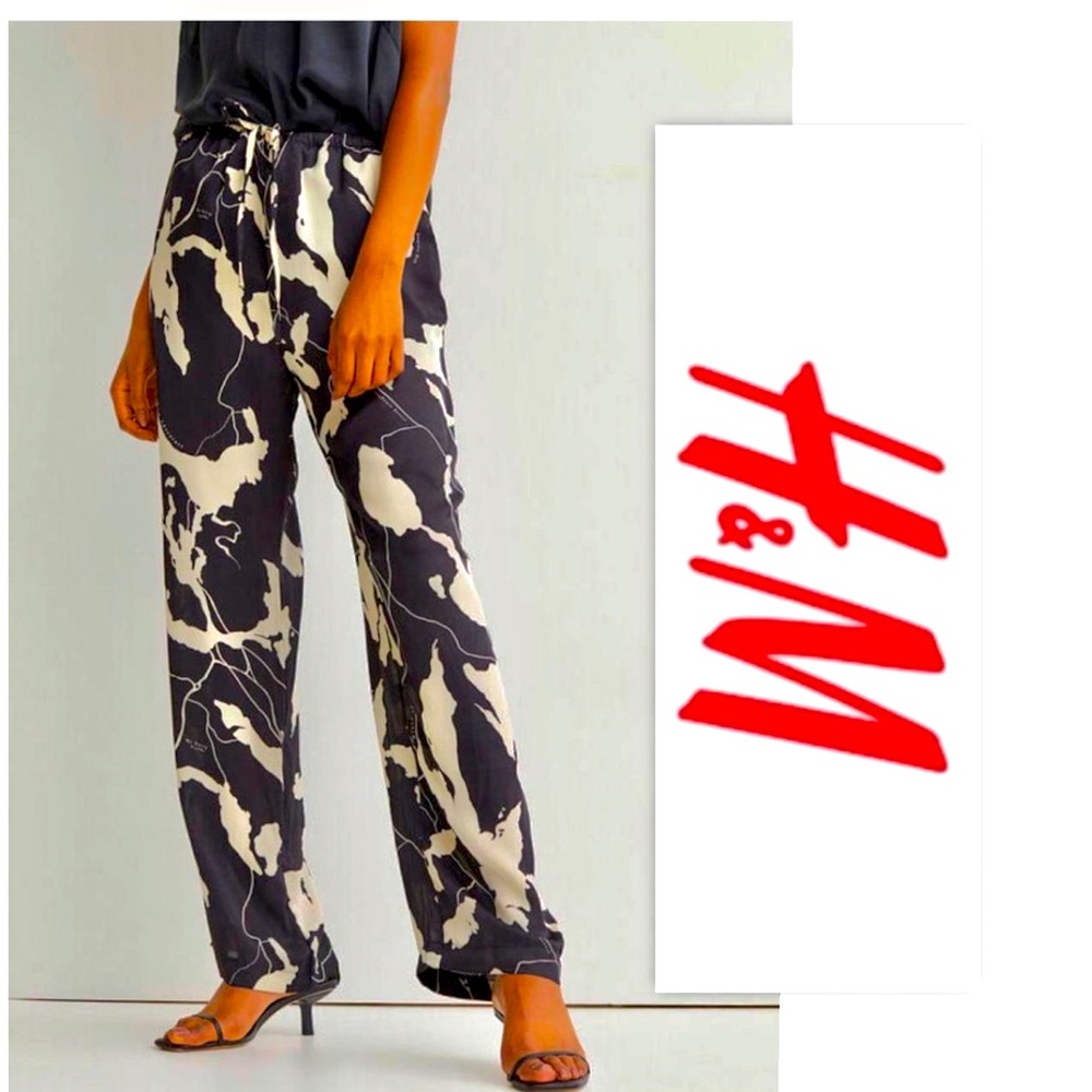 NWT H&M black and beige printed pants